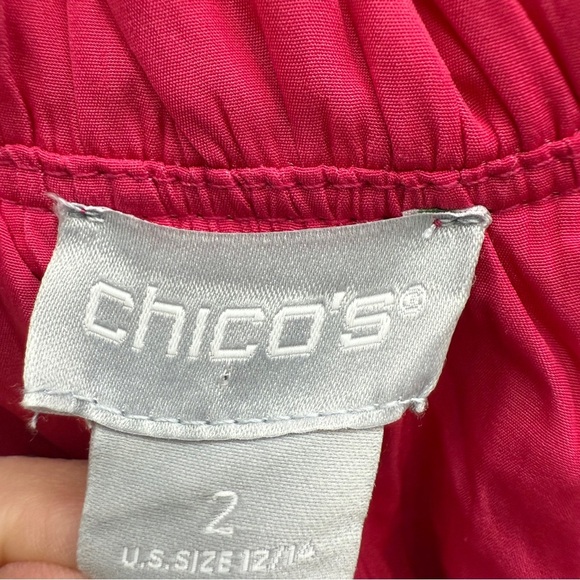 Chico's DressSize 2 (XL)  Vibrant Pink Maxi Ruffle Collar Long Sleeveless - Picture 5 of 9